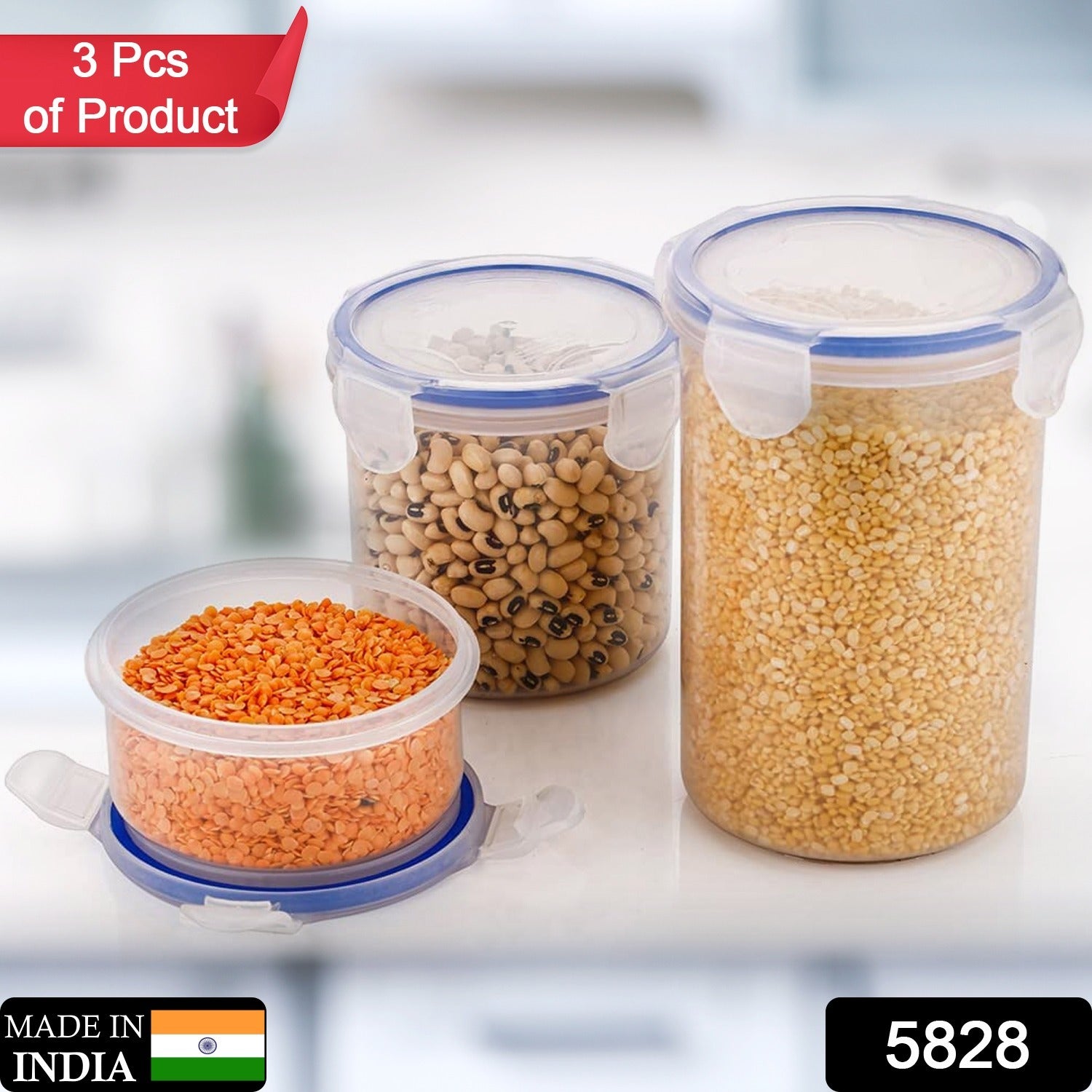 5828 Round Plastic Airtight Food Storage Containers With Leak Proof Locking Lid Storage Container Set Of 3( Approx Capacity 500ml1000ml1500ml Transparent) - 3 Pc Set 5828 Round Plastic Airtight Food Storage Containers With Leak Proof Locking Lid Storage Container Set Of 3( Approx Capacity 500ml1000ml1500ml Transparent) - 3 Pc Set